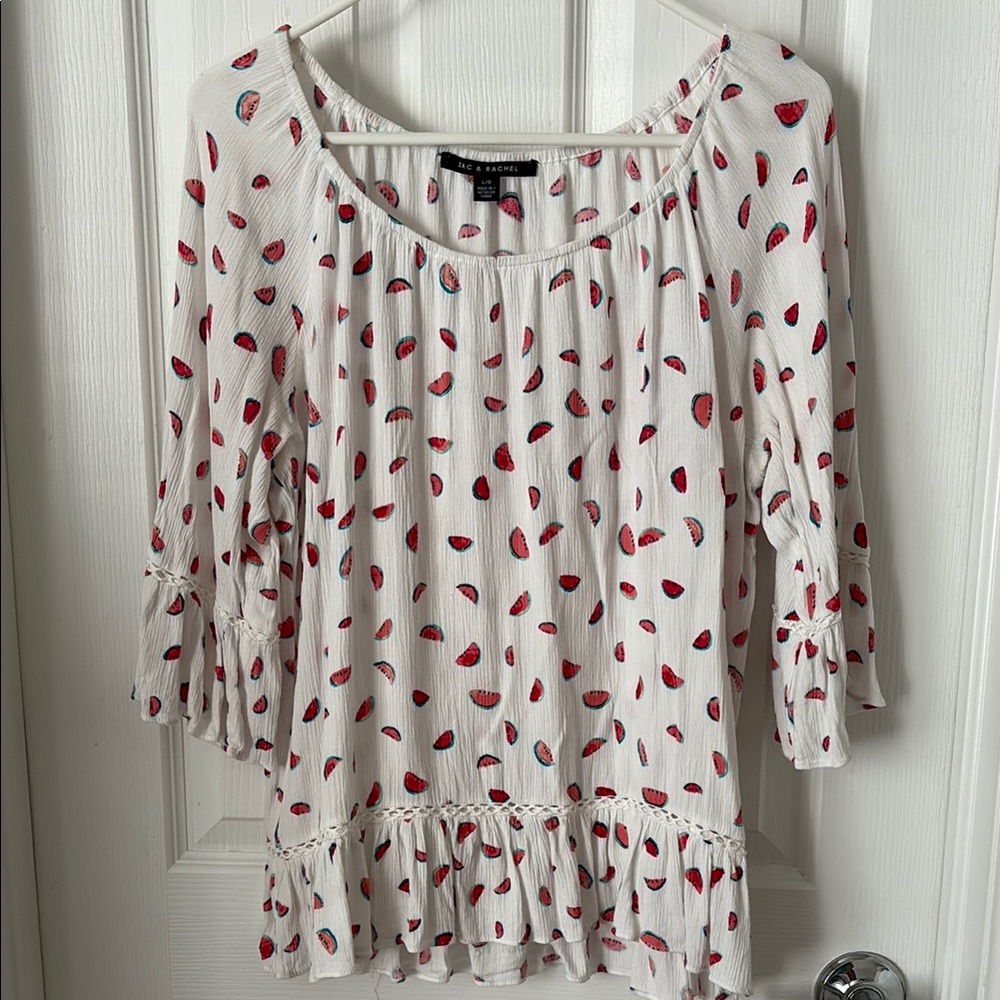 Zac & Rachel White Peplum Ruffled Blouse
